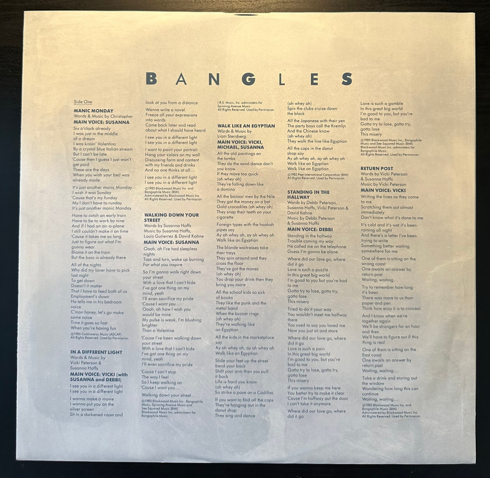Bangles - Different Light (Голландия 1985г.)