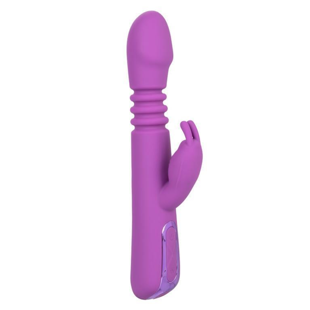 Фиолетовый вибратор-кролик Elite Thrusting Rabbit с возвратно-поступательными движениями - 23,5 см. (Цвет: фиолетовый)