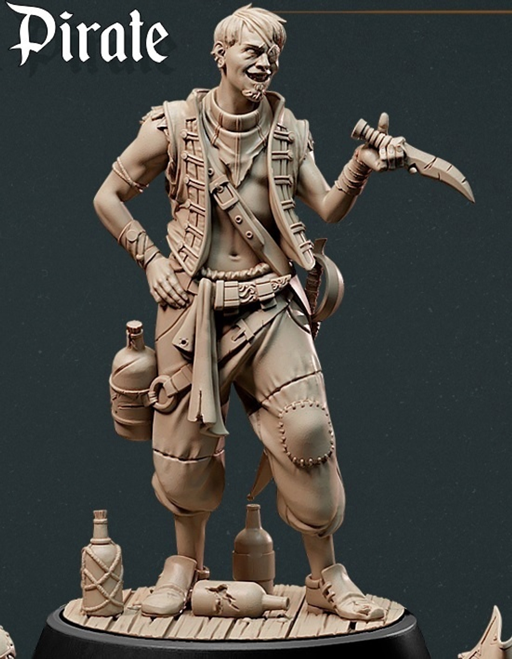 Человек Пират миниатюра для dnd, днд, pathfinder, фентези, Настольная игра, НРИ, Варгейм, РПГ