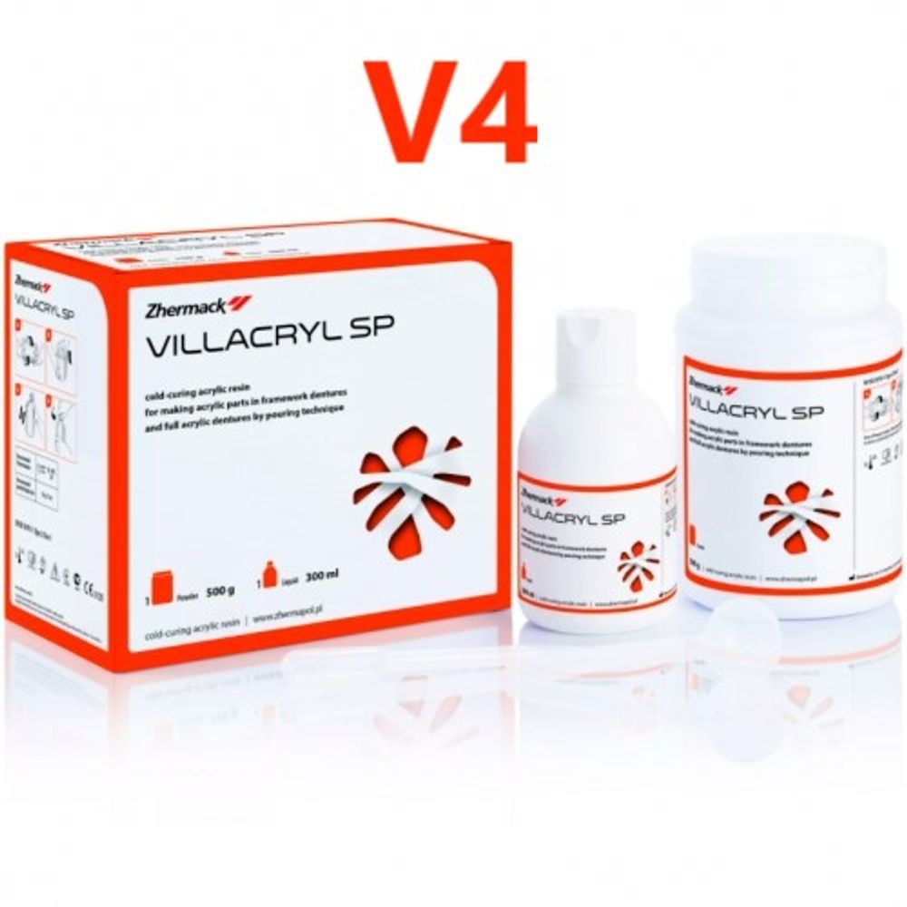 --- Villacryl SP цвет V4 (500гр.+300мл.) Виллакрил СП, пластмасса для изготовления бюгельных протезов