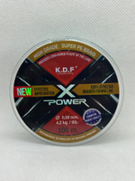 Шнур плетеный X-Power, диаметр 0.08мм, длина 100м, разрывная нагрузка 4.3 кг