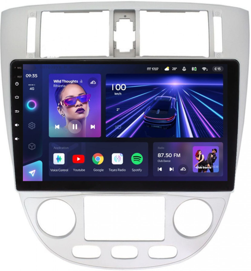 Магнитола для Chevrolet Lacetti седан/универсал, Daewoo Gentra (климат, рамка серебро) - Teyes CC3 Android 10, Быстрая, CarPlay, SIM-слот