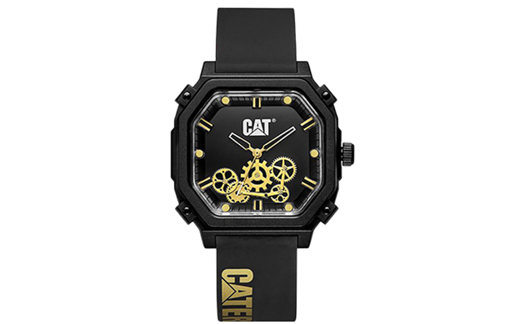 CAT Wrist Watch Quartz Movement Silicone Strap 47mm Black Dial Women"s Watch CAT F81P1P1 1G Black