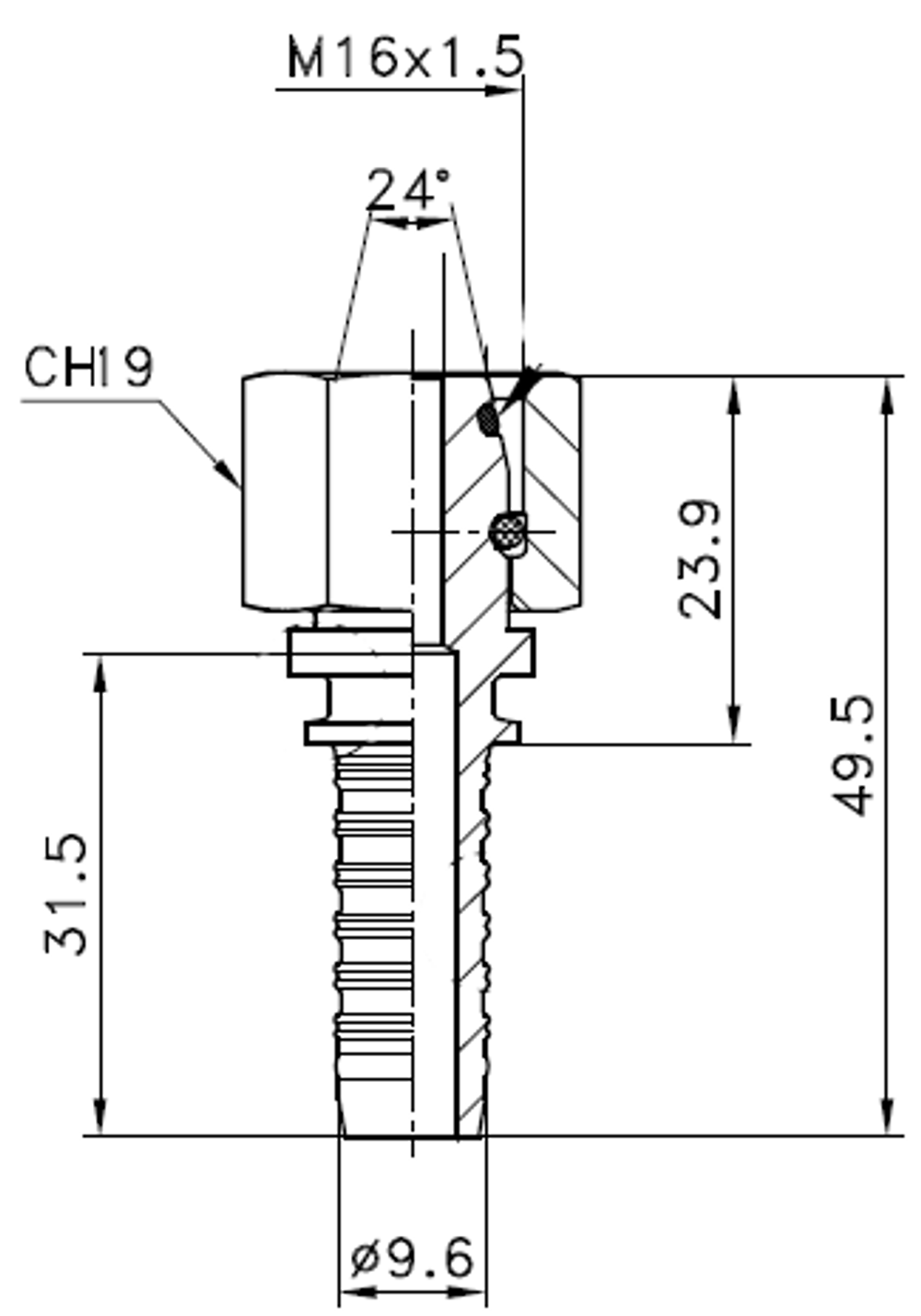 Фитинг DN 10 DKO-L (Г) 16x1.5 10 (CH19)