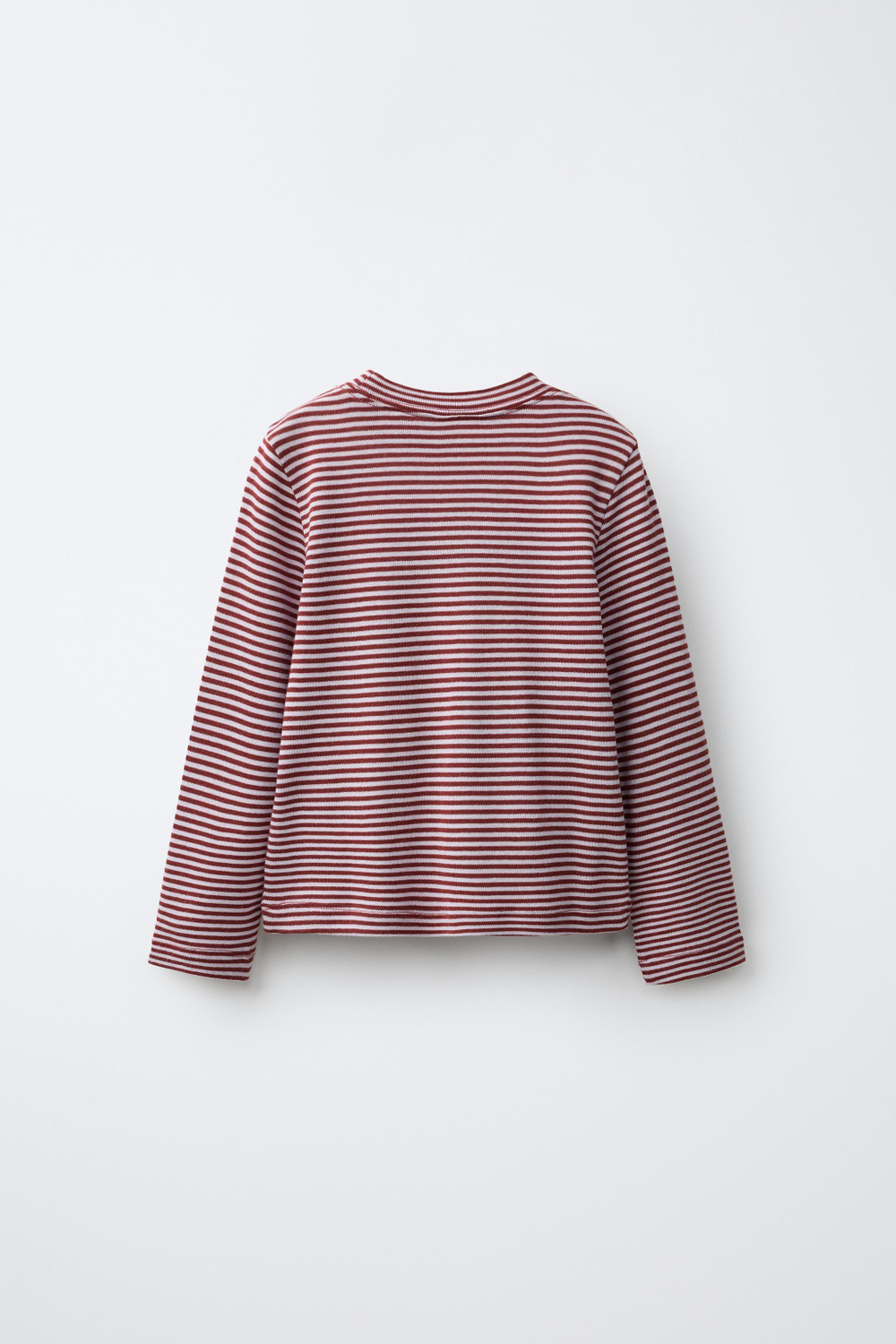 ZARA ФУТБОЛКА В ПОЛОСКУ ИЗ ХЛОПКА И МОДАЛА, БОРДОВЫЙ