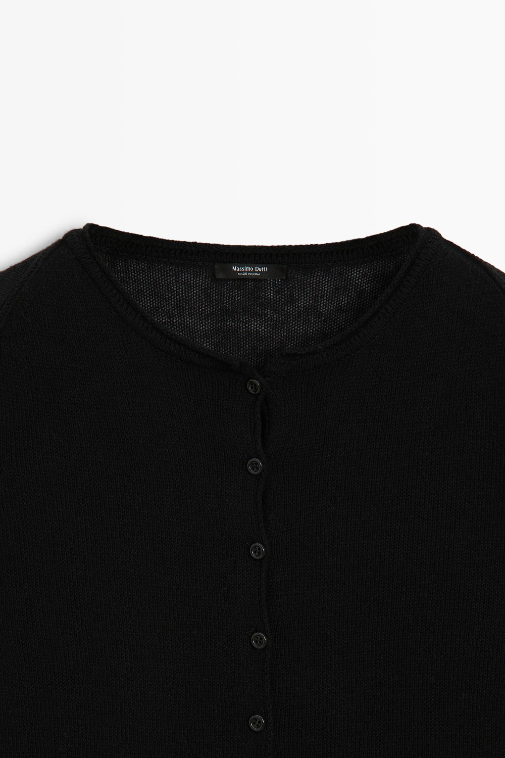 Massimo Dutti Вязаный кардиган с декоративной строчкой, черный