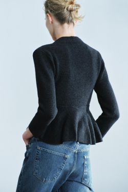 ZARA КУРТКА ИЗ ШЕРСТИ С БАСКОЙ, ТЕМНО-СЕРЫЙ