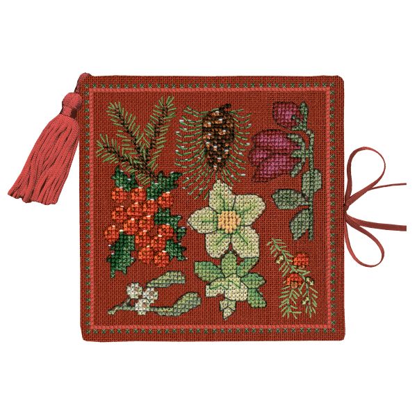 Набор для вышивания нитками Le Bonheur des Dames чехла для игл Étui À Aiguilles Fleurs De Noël (Рождественские цветы), 11х11