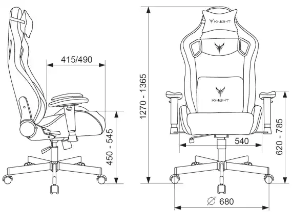 Кресло игровое Knight Outrider LTD черный Light-20 с подголов. крестов. металл