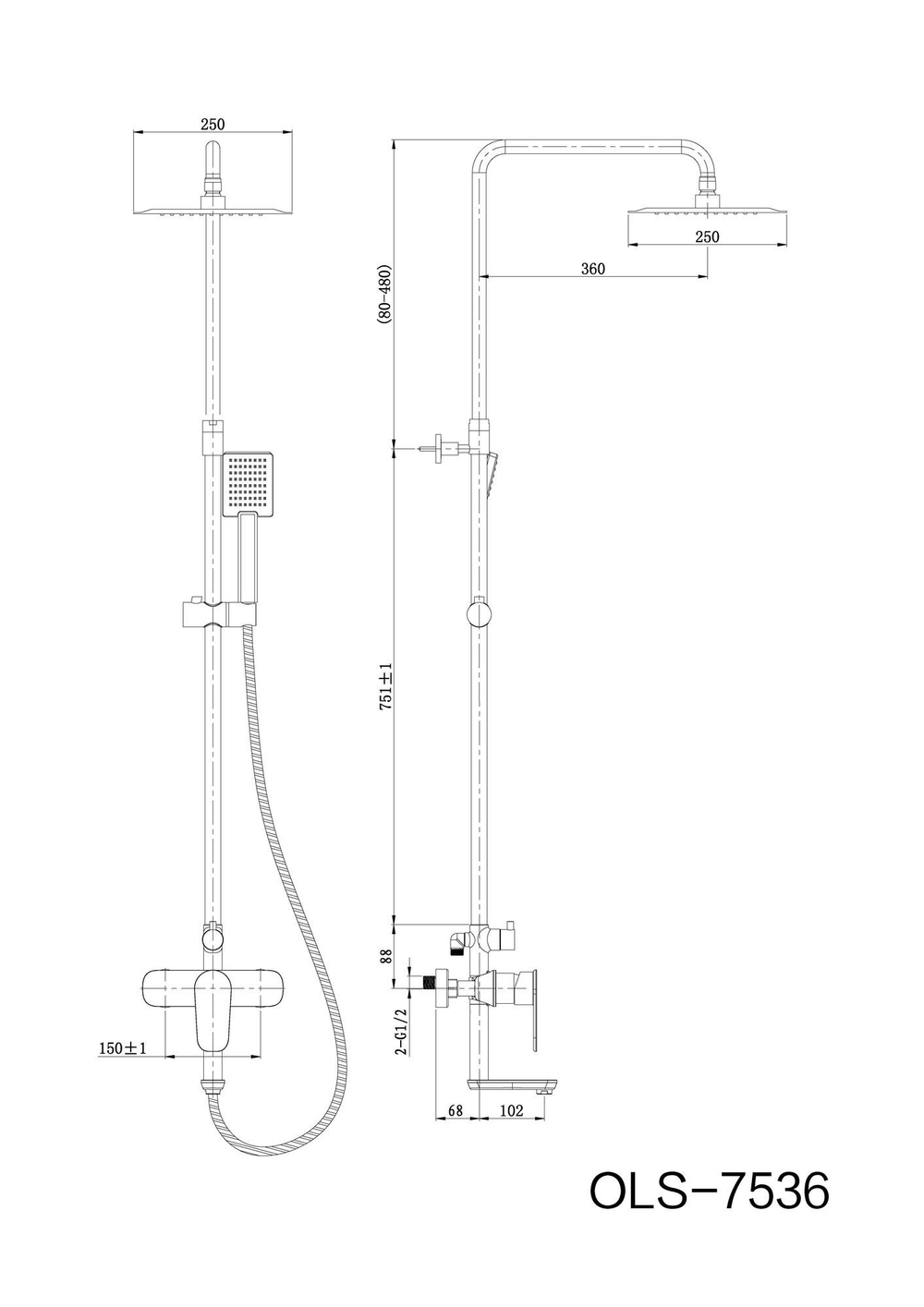 Душевая стойка Orans OLS-7536