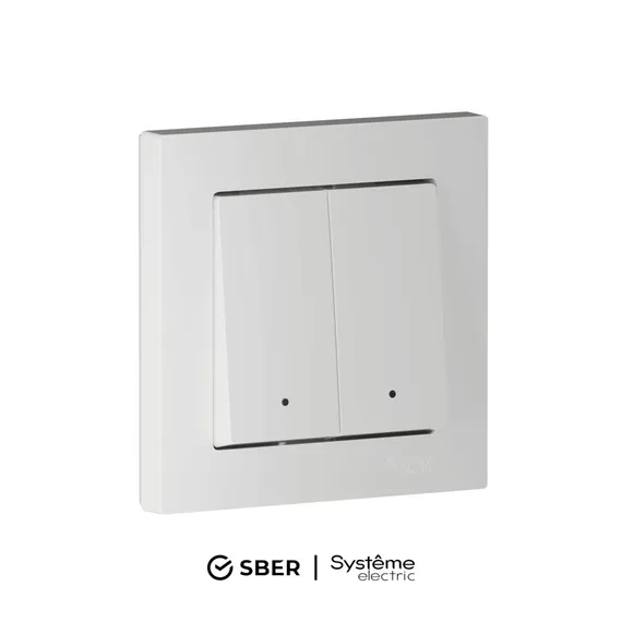 Выключатель двухклавишный с подсветкой Systeme Electric AtlasDesign Smart Белый ATN000153Z