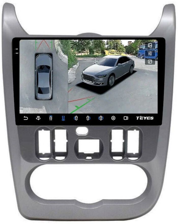 Магнитола для Renault Logan 1 2009-2014, Sandero 1 2010-2014 - Teyes CC3-2K-360 на Android 10, Быстрая, 2K QLED, CarPlay, 4G SIM-слот, 4 камеры в комплекте