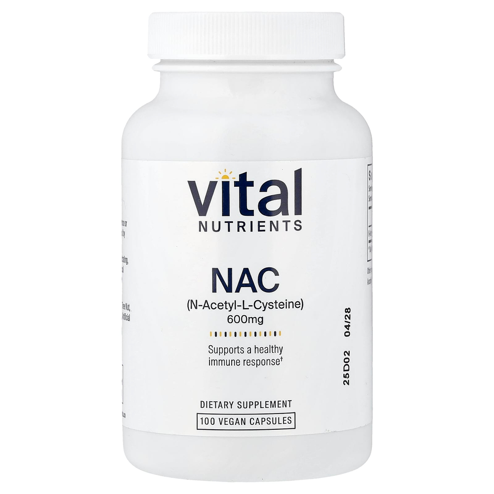 Vital Nutrients, NAC, 600 мг, 100 веганских капсул