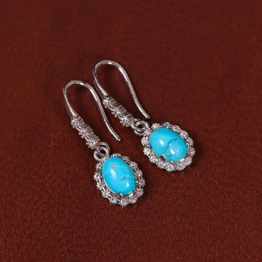 Серебряные серьги с бирюзой Mashahir 35199 Иран