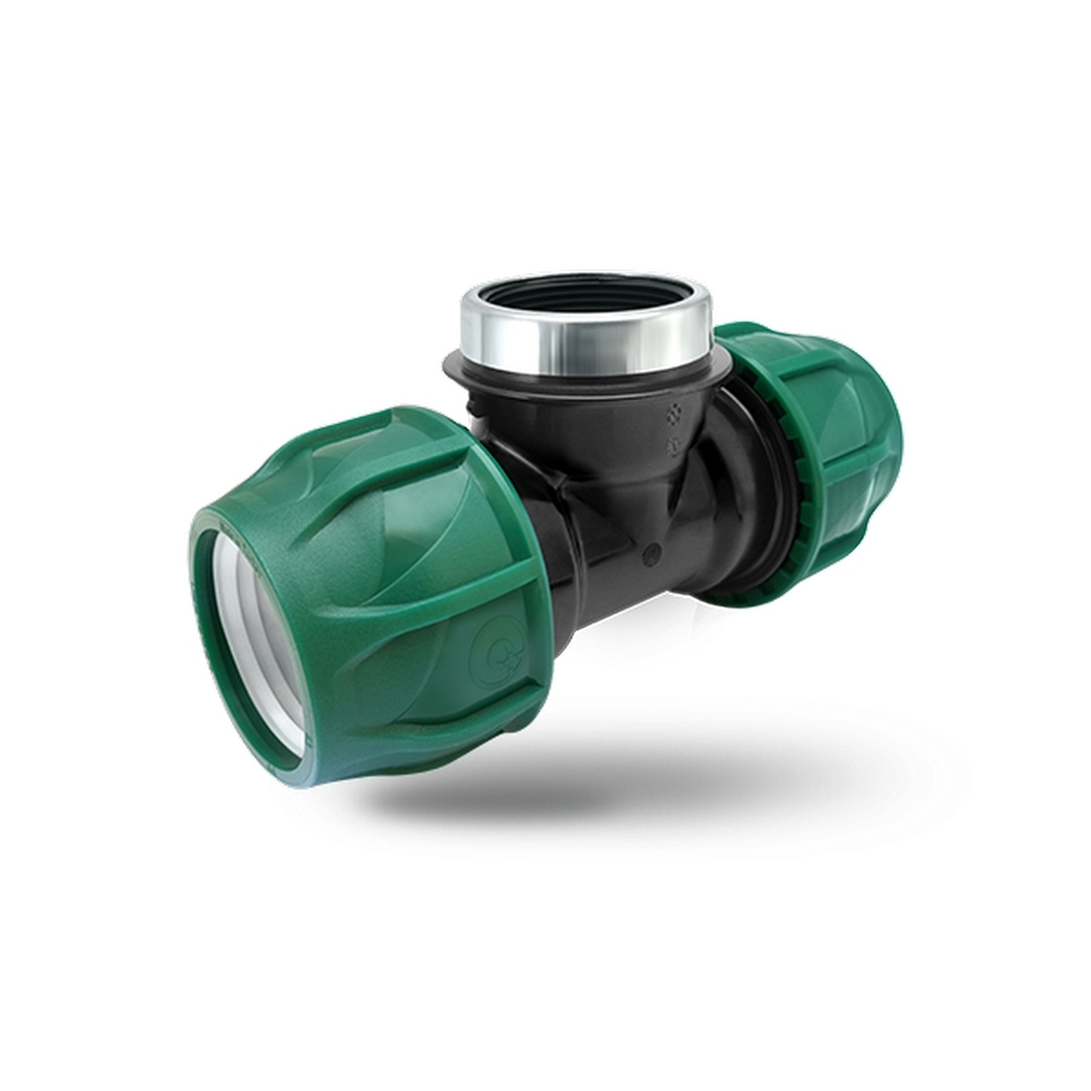 Тройник ПЭ с внутр. труб. резьбой 32х1/2''х32 (обж.) POELSAN GREEN