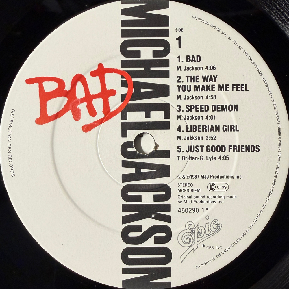 Michael Jackson ‎– Bad (Англия 1987г.)