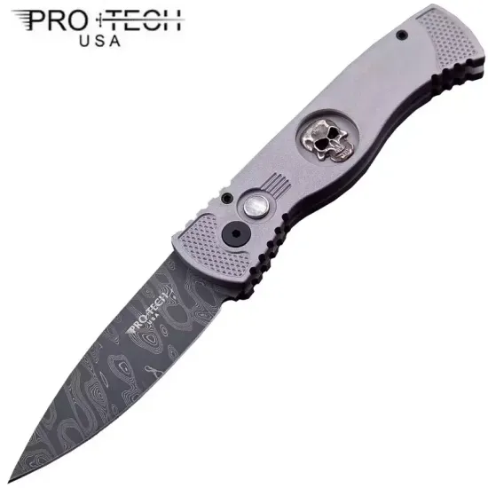 Складной нож Pro -Tech TR-2 PR/TR-2.63Skull-D c клинком из стали Damascus, рукоять алюминий