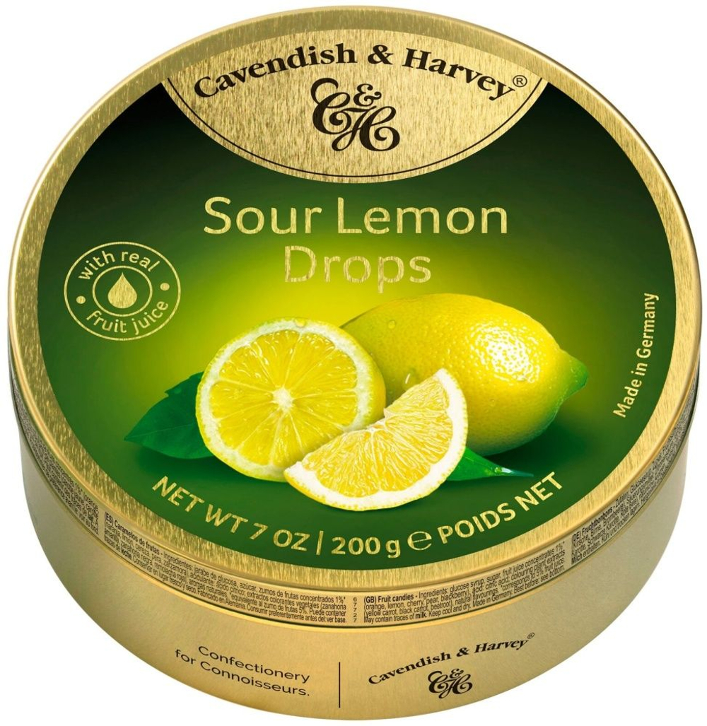Конфеты леденцы Cavendish & Harvey Sour Lemon Лимон 200 г (Германия)