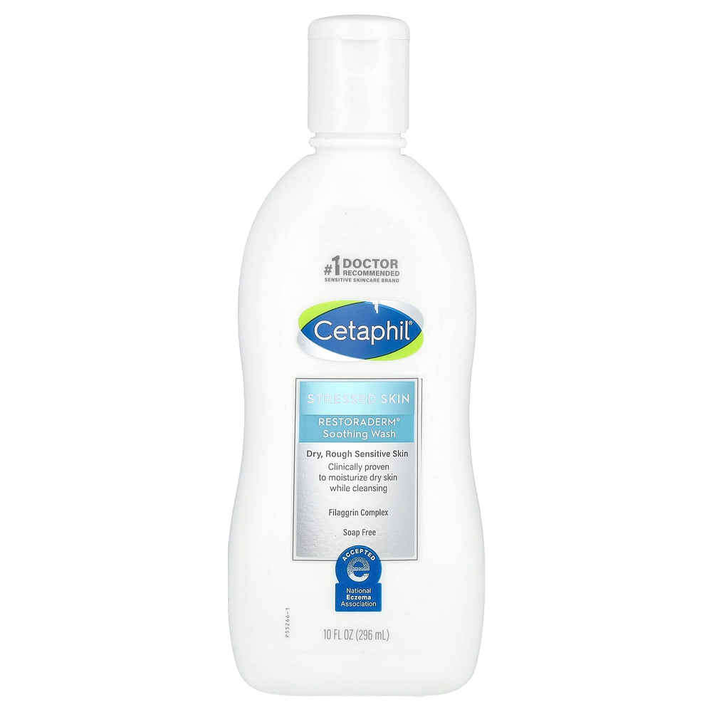 Cetaphil, успокаивающий гель для душа RestoraDerm®, для кожи, подверженной стрессу, 296 мл (10 жидк. унций)