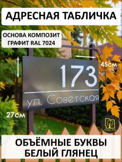 Адресная табличка на дом с объемными буквами