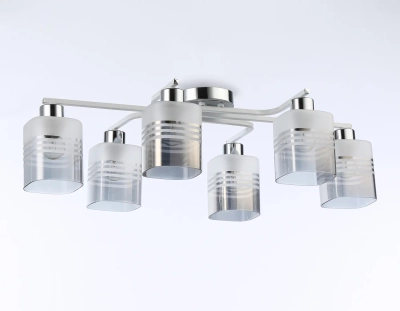 Светильник потолочный TR303207/6 WH/CH/SM/FR белый/хром/дымчатый/белый матовый E27*6 max 60W 710*400*200