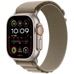 Часы Apple Watch Ultra 2, 2024, 49 мм, титан натурального цвета, ремешок Alpine оливкового цвета