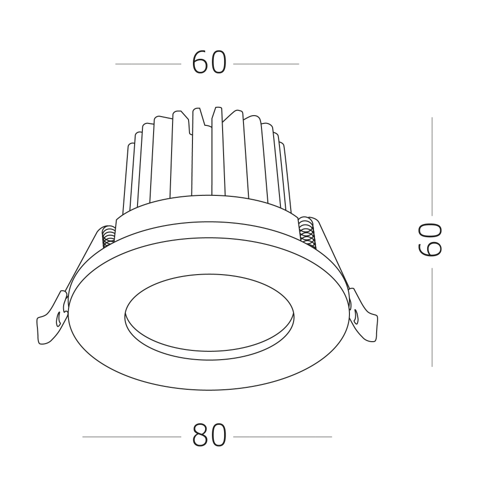 Светильник встраиваемый LED 10W 3000K 900Lm Ra>90 38° IP20 D79xH62 170-240V