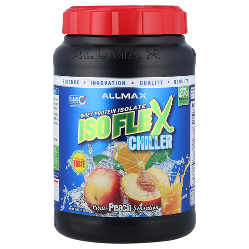 ALLMAX, ISOFLEX® Chiller, изолят сывороточного протеина, ощущение цитруса и персика, 907 г (2 фунта)