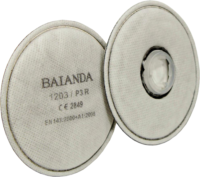 Фильтр для защиты от твердых и жидких частиц, органические пары BAIANDA 1203 P3R РОЗ, РОЗ упаковка 2 шт/уп, упак