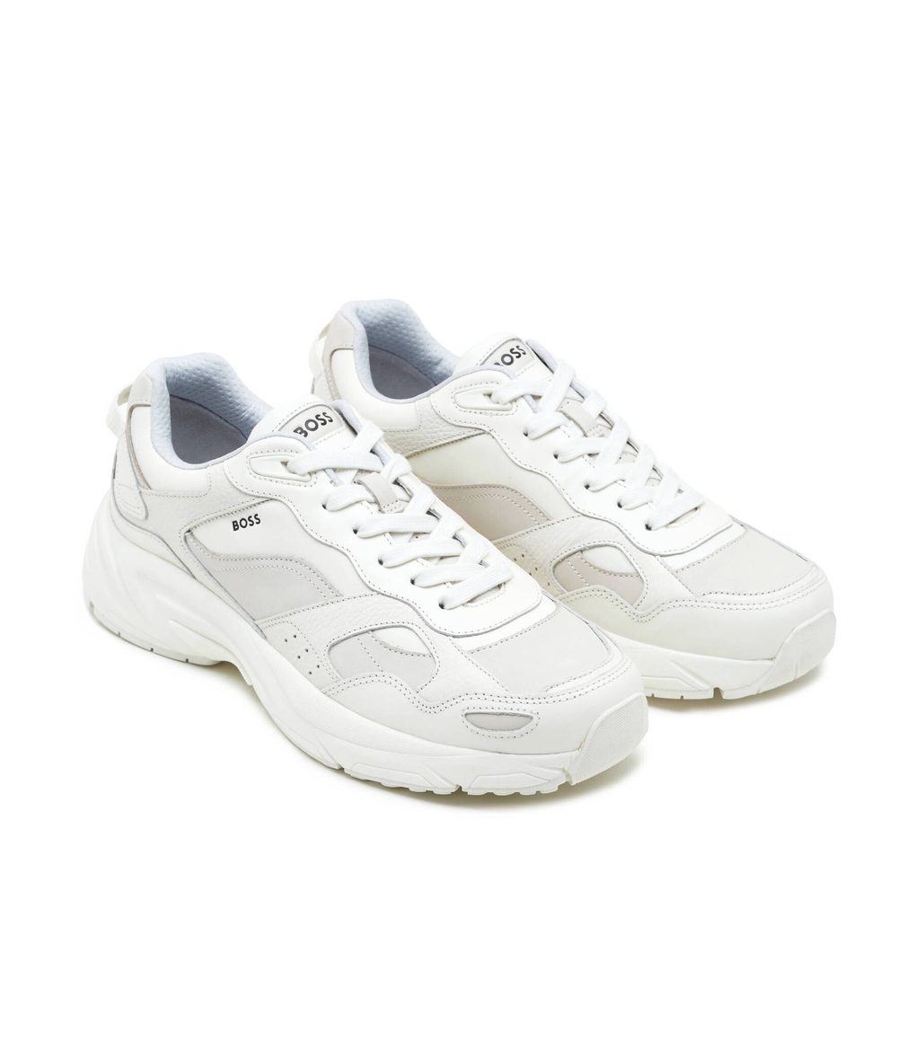 Кожаные кроссовки levitt_runn_lt BOSS BLACK - белый(50513142)