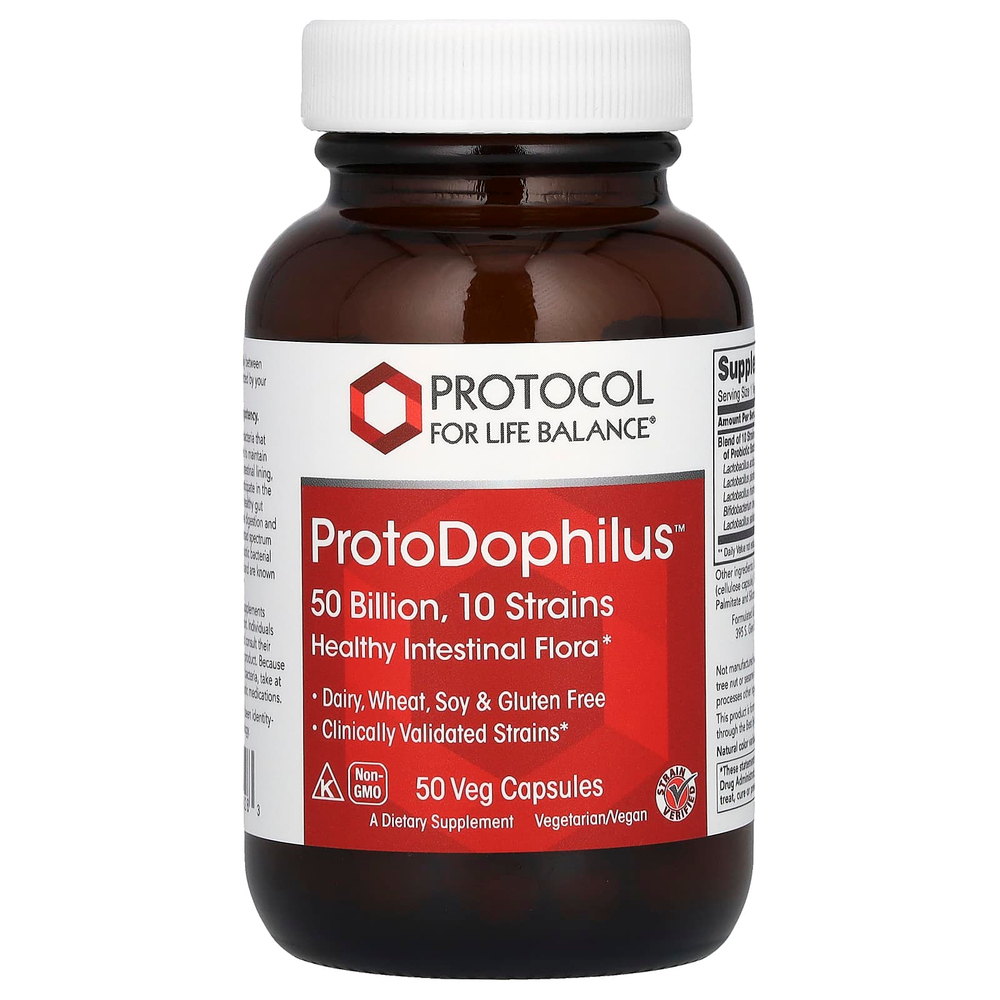 Protocol for Life Balance, ProtoDophilus, 50 млрд, 50 вегетарианских капсул