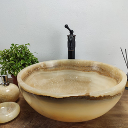 Раковина из оникса Bowl Yellow BO-60983 45x45x17 из натурального камня