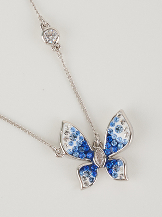Колье Голубая бабочка с кристаллами Swarovski