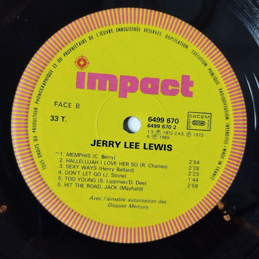 Винтажная виниловая пластинка LP Jerry Lee Lewis (France 1975) Hit The Road, Jack