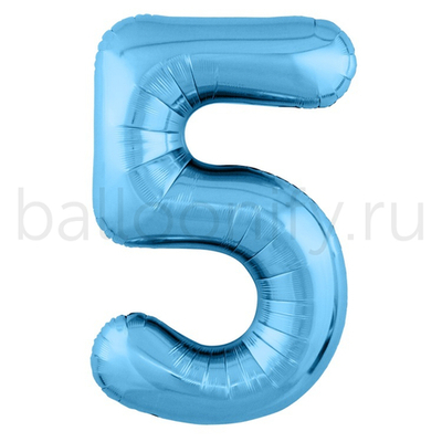 Шар ЦИФРА 5 Металлик Cool Blue 40" 102 см