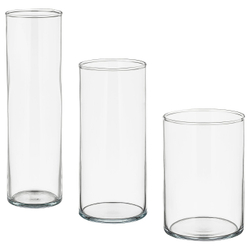 IKEA CYLINDER  (ИКЕА СЙЛИНДЕР)  -  Ваза, 3 шт - прозрачное стекло
