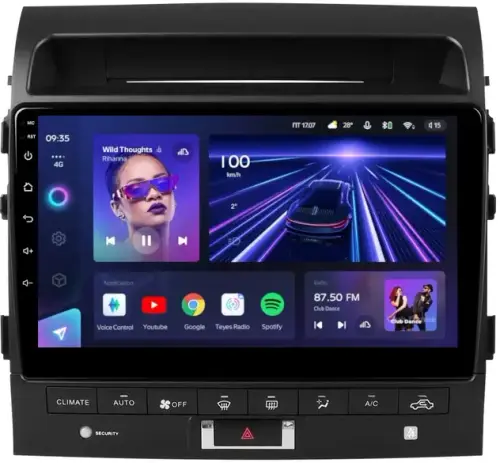 Магнитола для Toyota Land Cruiser 200 2007-2009 (климат на ШГУ) - Teyes CC3 монитор 10" QLED на Android 10, Быстрая, CarPlay, 4G SIM-слот
