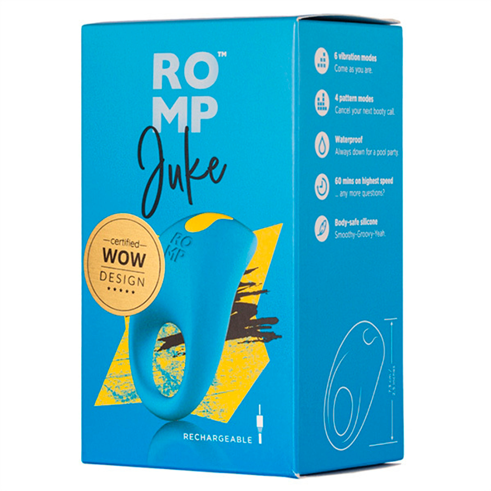 Синее эрекционное виброкольцо Romp Juke Vibrating Cock Ring RPCRSG5