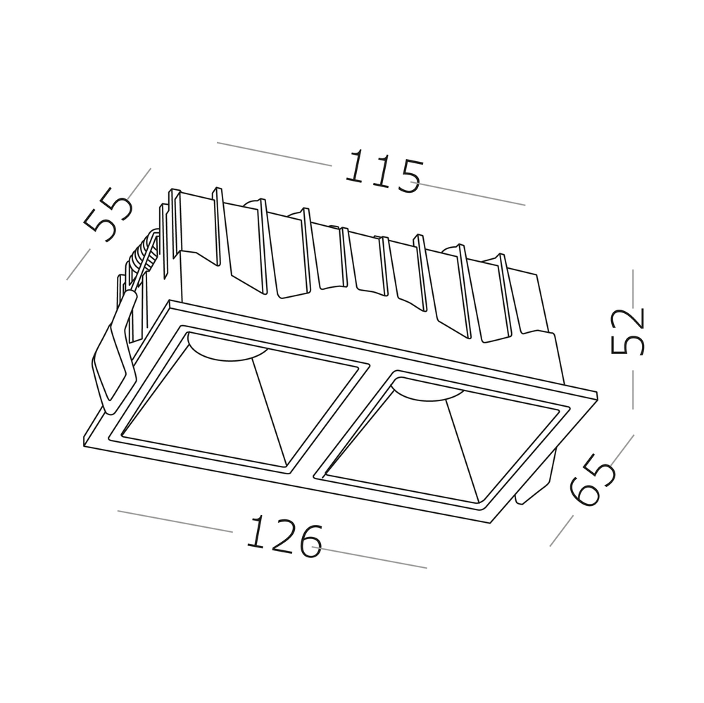 ST757.448.20 Св-к встр. Белый LED 2*10W 4000K 1400Lm Ra >90 60° IP20 L65xW126xH52 85-265V