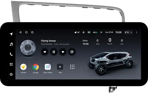 Магнитола для Volkswagen Golf 7 2012-2020 (рамка серебро) - Teyes LUX ONE ROUND монитор 12.3" 2K QLED на Android 10, Быстрая, CarPlay, 4G SIM-слот