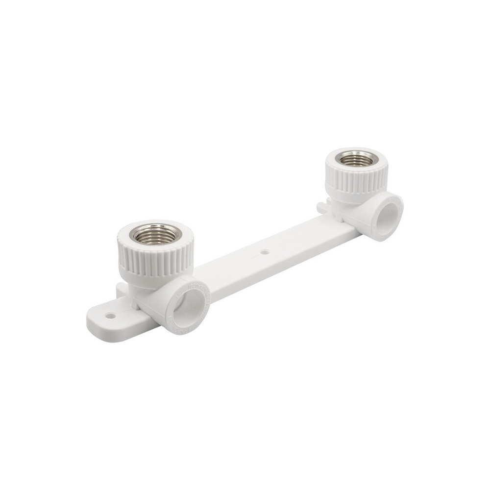 Уголок комб. вн 20х1/2'' с креплением двойной EVER® БЕЛЫЙ (Россия)