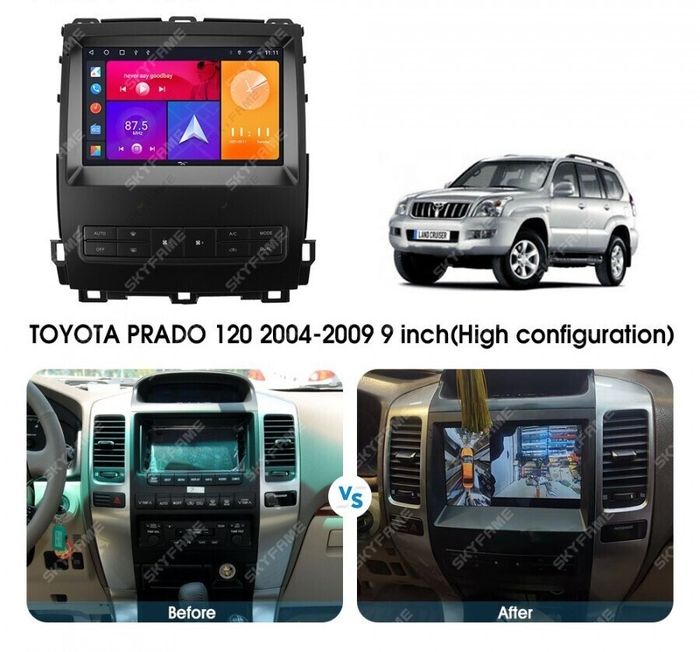 Магнитола для Lexus GX470 J120, Toyota Land Cruiser Prado 120 (климат на большом экране) - Parafar PF456LUX3XHD на Android 13, CarPlay, 4G SIM-слот