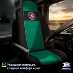 Чехлы SCANIA: 6 серия 2 высоких сиденья (полиэфир, черный, зеленая вставка)