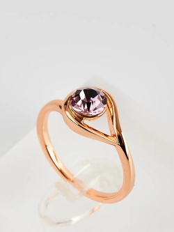 Кольцо Белла с розовым кристаллом Swarovski