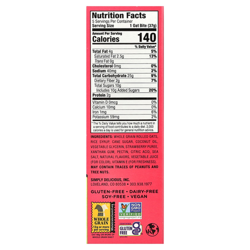 Bobo's Oat Bars, Овсяные кусочки с начинкой, клубника, 5 кусочков, по 37 г (1,3 унции)