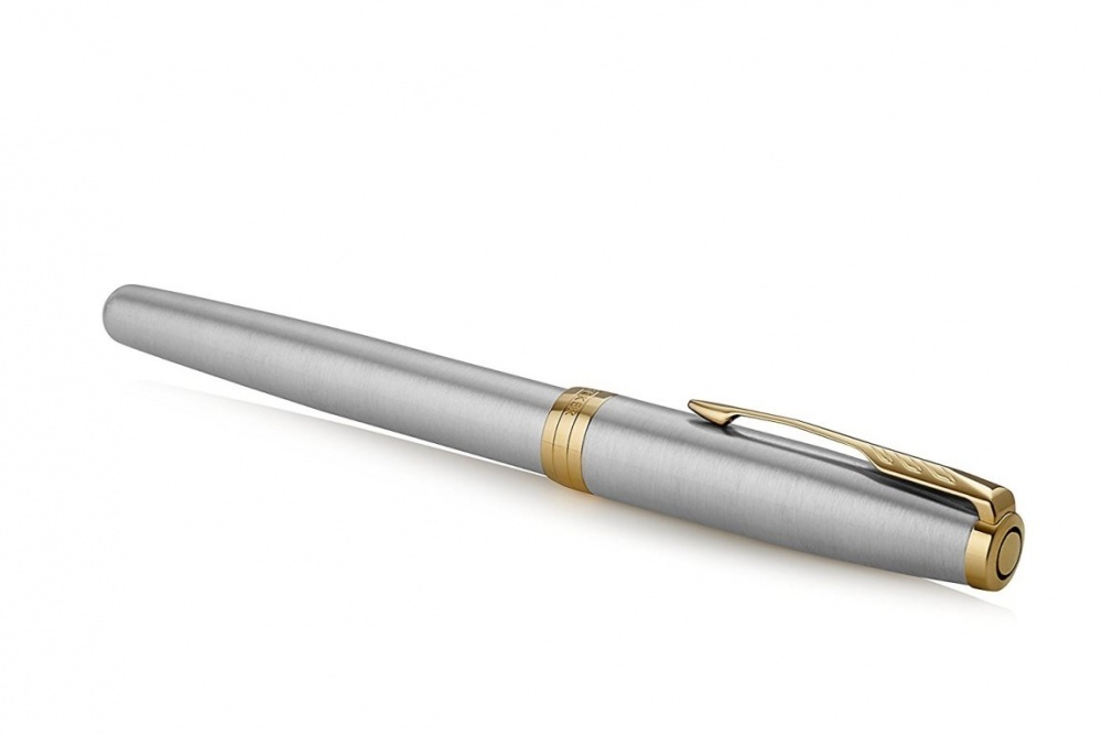 Перьевая ручка Parker Sonnet 1931504, Stainless Steel GT, перо: F или М, цвет чернил: black, в подарочной упаковке