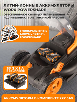 Газонокосилка аккумуляторная WORX WG779E