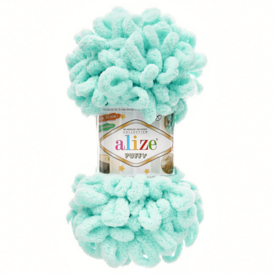 Пряжа Alize (Ализе) Puffy / уп.5 мот. по 100 г, 9м, 019 светло-бирюзовый A
