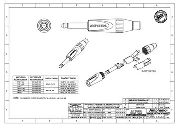 Amphenol TM2PJ- 1/4", 6,35 мм., разъем джек моно на кабель 6-8мм, никель