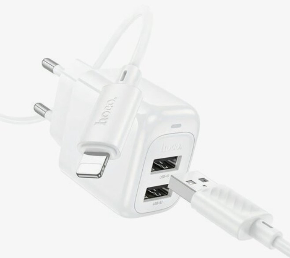 Сетевое зар. устр. Hoco CS51A с шнуром Micro 2USB белое